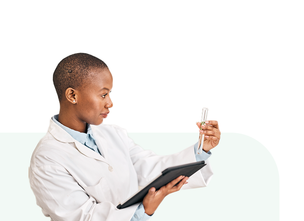 Lab scientist reviewing sample